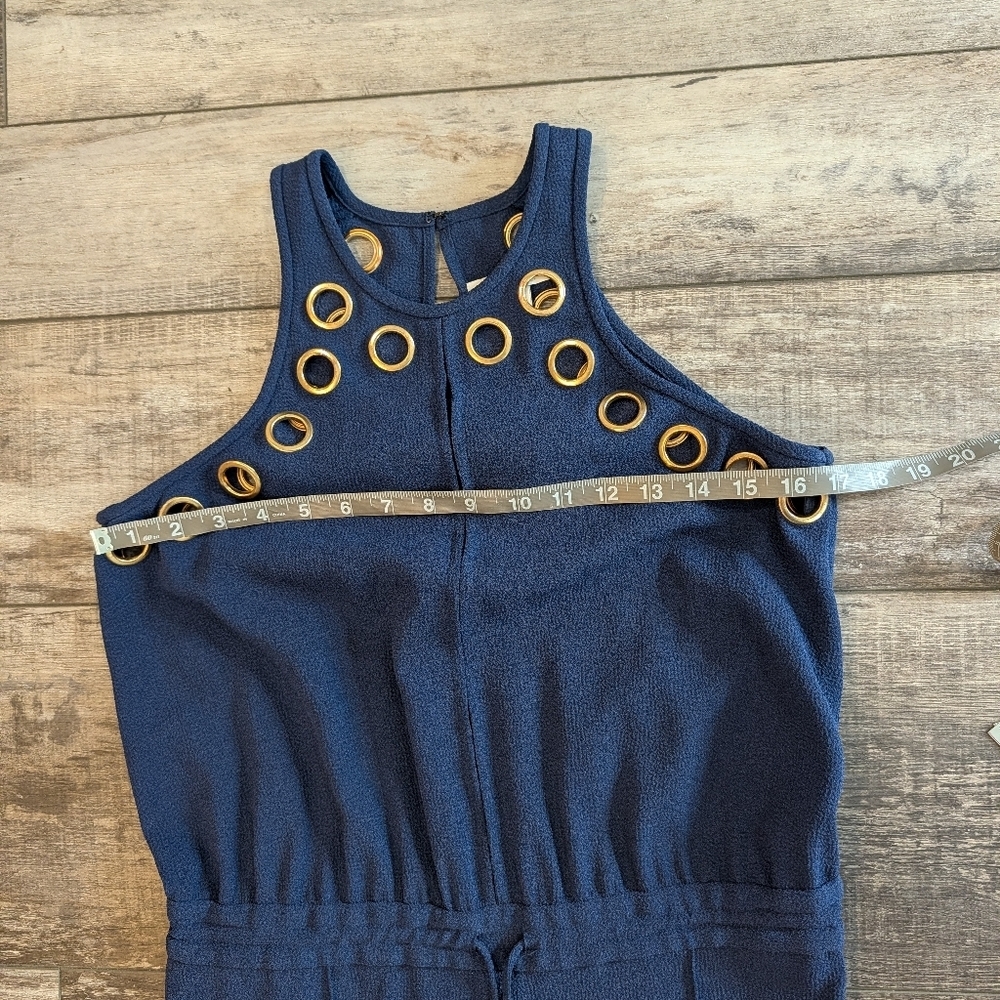 Derek Lam 10 Crosby  Navy Flared Jumpsuit Size 6 - Picture 7 of 9